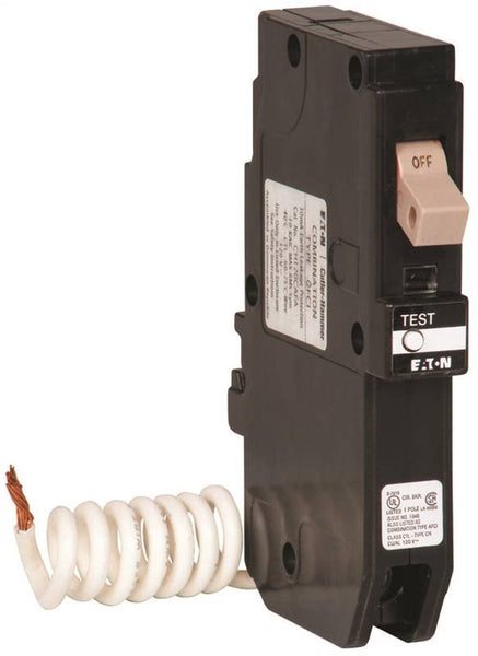 EATON CHFN115GF Circuit Breaker, CH, GFCI, 15 A, 1 -Pole, 120/240 VAC, Pigtail Mounting