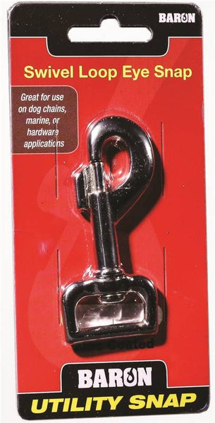 BARON C-017-1 Bolt Snap with Strap Eye, 80 lb Working Load, Aluminum/Zinc, Nickel