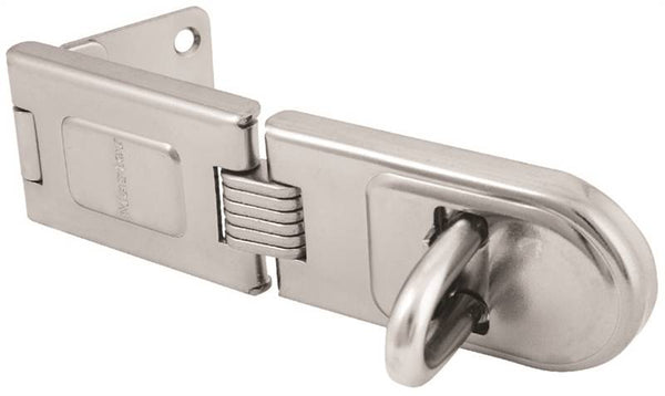 Master Lock 720DPF Latching Hasp, 6-1/4 in L, 1/2 in W, Steel, Zinc, 7/16 in Dia Shackle