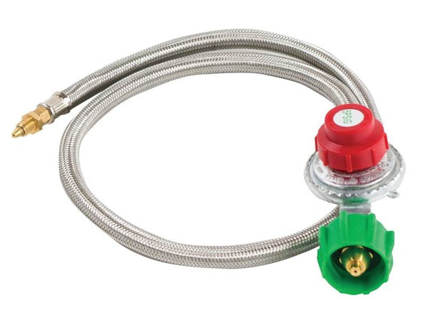 Bayou Classic M5HPR Hose and Regulator, 1/8 in Connection, 36 in L Hose, Stainless Steel