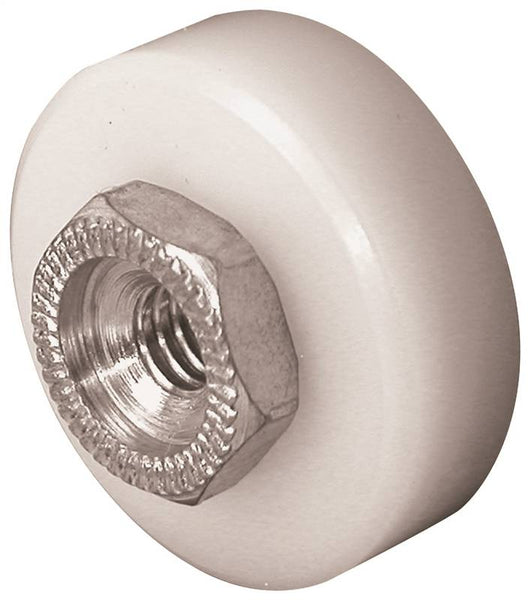 Prime-Line B 629 Door Roller, 1/4 in ID x 3/4 in OD Dia Roller, 1/4 in W Roller, Nylon, White, 2-Roller