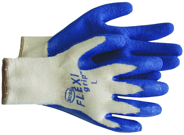 BOSS 8426S Ergonomic Protective Gloves, S, Knit Wrist Cuff, Latex Coating, Blue