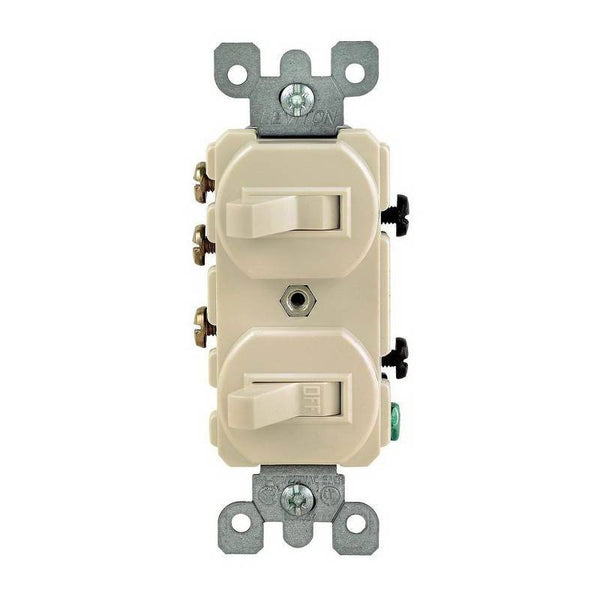 Leviton Traditional R61-05241-IKS Duplex Toggle Switch, 15 A, 120/277 V, Lead Wire Terminal, Ivory