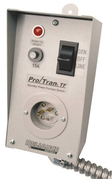 RELIANCE CONTROLS TF151W Generator Transfer Switch, 1 -Phase, 15 A, 125 V, 1 -Circuit, 1 -Breaker