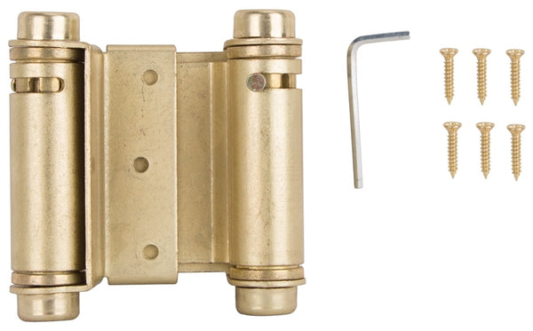 ProSource LR-024-LPS Spring Hinge, Steel, Satin Brass, Tension Pin, 180 deg Range of Motion, Screw Mounting, 12 lb