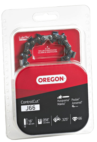 Oregon ControlCut J66 Chainsaw Chain, 21BPX Chain, 16 in L Bar, 0.058 in Gauge, 0.325 in TPI/Pitch, 66-Link