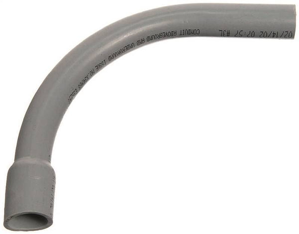 Carlon UA9AGB-CTN Conduit Elbow, 90 deg Angle, 1-1/4 in Dia, PVC, Gray