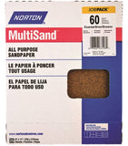 NORTON MultiSand 07660768108 Sanding Sheet, 11 in L, 9 in W, Coarse, 60 Grit, Aluminum Oxide Abrasive