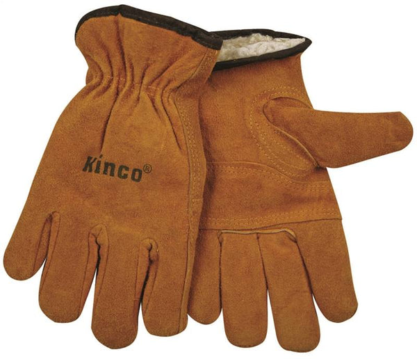 Kinco 51PL-XL Driver Gloves, Men's, XL, 10-1/2 in L, Keystone Thumb, Easy-On Cuff, Cowhide Leather, Gold