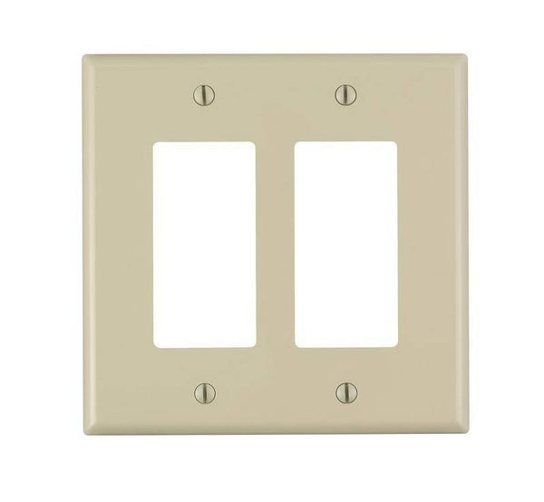 Decora PJ262-I Wallplate, 4.88 in L, 4.94 in W, 2 -Gang, Nylon, Ivory