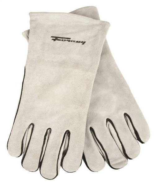 ForneyHide 53429 Welding Gloves, Men's, XL, Gauntlet Cuff, Leather Palm, Gray, Wing Thumb, Leather Back