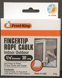 Frost King P14H Fingertip Rope Caulk, 30 ft L, Vinyl, Gray