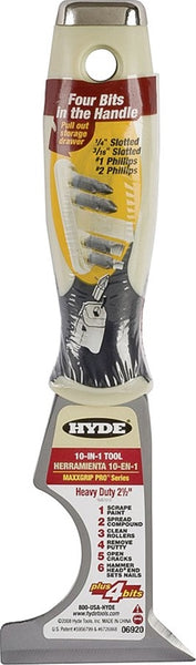 HYDE 06920 Multi-Tool, 2-1/2 in W Blade, Single-Edge Blade, HCS Blade, Polypropylene Handle, Soft-Grip Handle