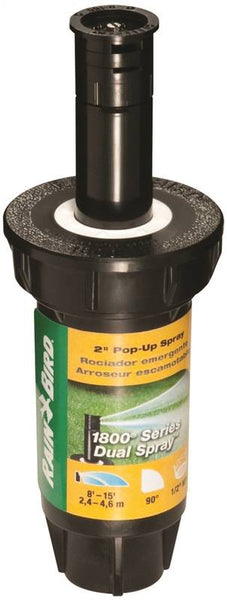 Rain Bird 1802QDS Spray Head Sprinkler, 1/2 in Connection, FNPT, 8 to 15 ft, Plastic