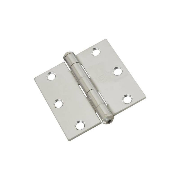 National Hardware N276-980 Door Hinge, 3 in W Frame Leaf, Stainless Steel, Stainless Steel, Non-Rising, Removable Pin