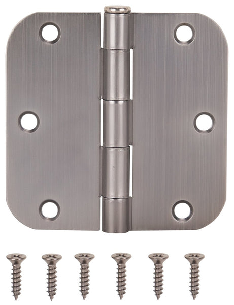 ProSource 20347ANX Door Hinge, Steel, Antique Nickel, Loose Pin, 180 deg Range of Motion, Screw Mounting