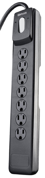 Woods 41496 Surge Protector, 7 -Outlet, 1440 J Energy, Black
