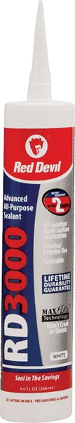 Red Devil 0986 Advanced Sealant, White, 1 day Curing, 20 to 120 deg F, 9 oz Cartridge