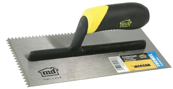 M-D 49116 Tile Installation Trowel, 12 in L, 4-1/2 in W, V Notch, Comfort-Grip Handle