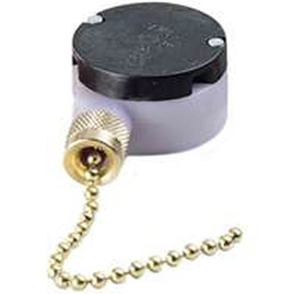 GB GSW-33 Pull Chain Switch, 1-Pole, 125 VAC, 6 A, Brass