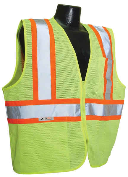 RADWEAR SV22-2ZGM-XL Economical Safety Vest, XL, Unisex, Fits to Chest Size: 28 in, Polyester, Green, Zipper Closure