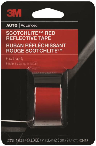 Scotchlite 03458 Reflective Safety Tape, 36 in L, 1 in W, Red