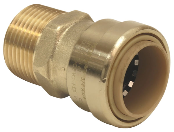 B & K ProLine Series 630-104HC Adapter, 3/4 in, Push-Fit x MPT, Brass, 200 psi Pressure