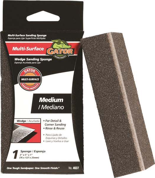 Gator 4637 Sanding Sponge, 5 in L, 2-1/2 in W, Medium, Aluminum Oxide Abrasive