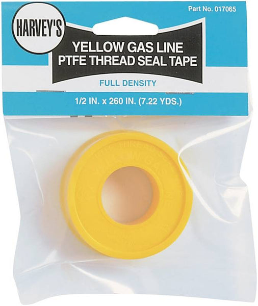 Harvey 017065 Thread Seal Tape, 260 in L, 1/2 in W, PTFE, Yellow