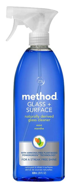 method 3 Glass and Surface Cleaner, 28 oz Bottle, Liquid, Mint