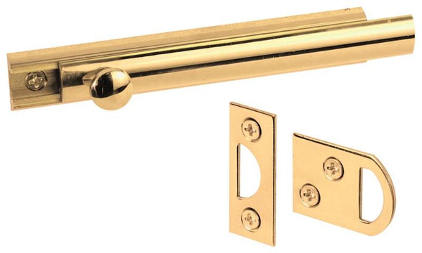 Defender Security U 9961 Slide Bolt, 4 in L Bolt, Solid Brass