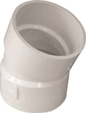 CANPLAS 414204BC Pipe Elbow, 4 in, Hub, 22.5 deg Angle, PVC, White