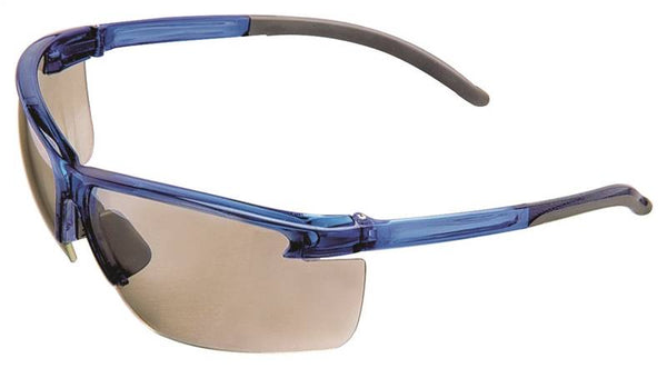 SAFETY WORKS 10039206 Safety Glasses, Scratch-Resistant Lens, Semi-Rimless Frame, Blue Frame
