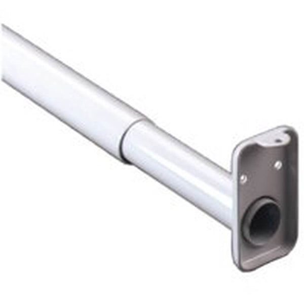 John Sterling Closet-Pro RP0022-72120 Adjustable Closet Rod with Flange, 1 in Dia, 72 to 120 in L, Steel, Platinum