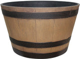 Southern Patio HDR-055471 Planter, 22.24 in W, 22.24 in D, Round, Whiskey Barrel Design, Resin, Natural Oak