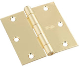 National Hardware N830-320 Square Corner Door Hinge, Cold Rolled Steel, Brass, Full-Mortise Mounting