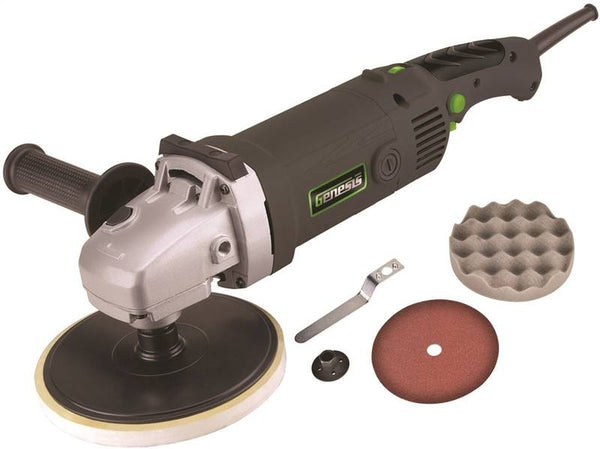 Genesis GSP1711 Variable Speed Sander/Polisher, 11 A, 5/8-11 UNC Spindle, 600 to 3000 rpm Speed, Auxiliary Handle