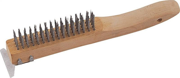 ProSource TGE-WB416 Wire Brush with Scraper, 1-3/4 in L Trim, Zinc Bristle, 3/4 in W Brush, 10-1/4 in OAL