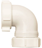 Plumb Pak PP66-10W Drain Pipe Elbow, 1-1/2 in, Slip-Joint, PVC, White