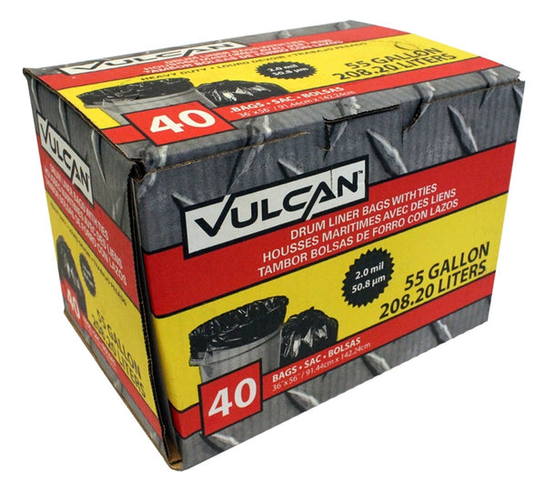 Vulcan FG-03812-10A Drum Liner, 55 gal Capacity, Poly, Black