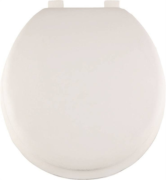 ProSource S001-WH Toilet Seat, Round, PP, White, Plastic Hinge