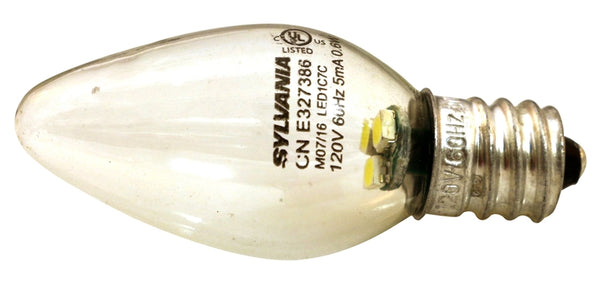 Sylvania 78563 LED Lamp, Decorative, C7 Lamp, 11 W Equivalent, E12 Lamp Base, Clear, White Light, 6500 K Color Temp