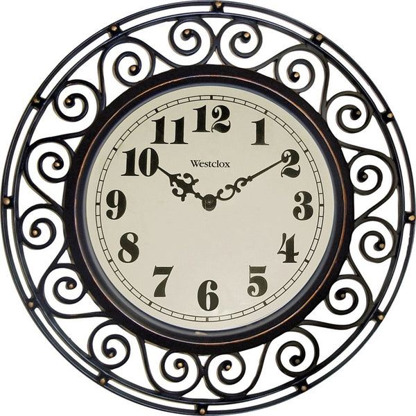 Westclox 32021 Clock, Round, Dark Brown Frame, Plastic Clock Face, Analog