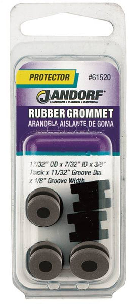 Jandorf 61520 Grommet, Rubber, Black, 3/8 in Thick Panel