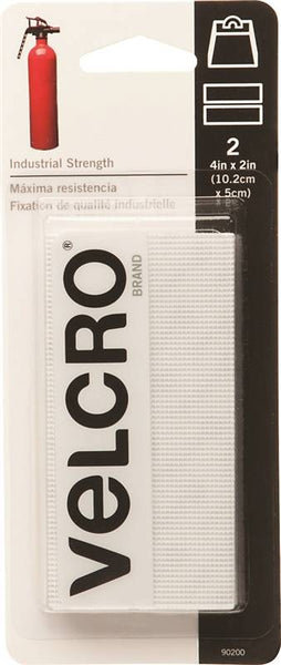 VELCRO Brand 90200 Fastener, 2 in W, 4 in L, Nylon, White, Rubber Adhesive