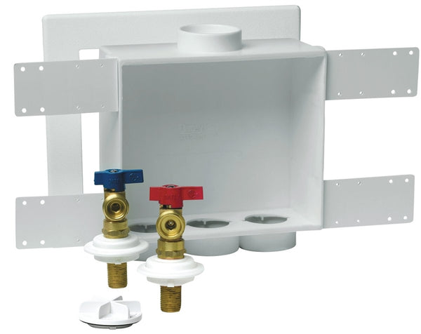 Oatey Quadtro 38529 Washing Machine Outlet Box, 1/2 in Sweat Connection, Brass/Polystyrene
