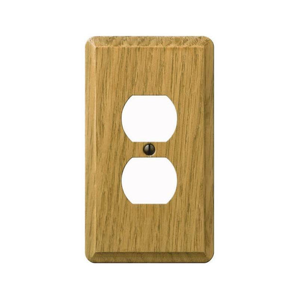 AmerTac Contemporary 901DL Outlet Wallplate, 5-1/4 in L, 3 in W, 1 -Gang, Wood, Light Oak, Screw Mounting