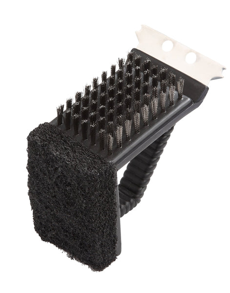 Omaha Grill Brush with Stainless Steel Scraper, 2-3/4 in L Brush, 1-3/4 in W Brush, Stainless Steel Bristle