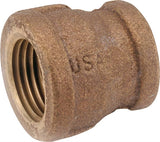 Anderson Metals 738119-0602 Reducing Pipe Coupling, 3/8 x 1/8 in, FIPT, Brass, 200 psi Pressure