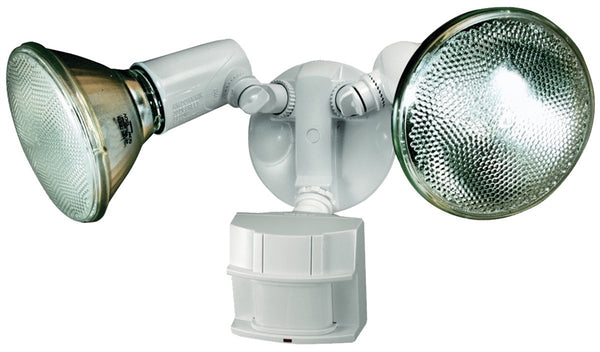 Heath Zenith HZ-5411-WH Motion Activated Security Light, 120 V, 300 W, 2-Lamp, Halogen Lamp, Metal/Plastic Fixture
